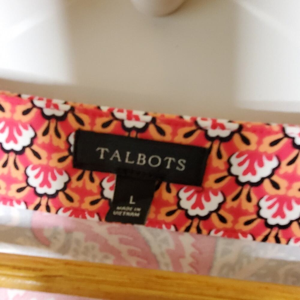 Talbots Pink paisley & floral stretchy Knit midi Dress Large preowned Condition - Picture 8 of 10
